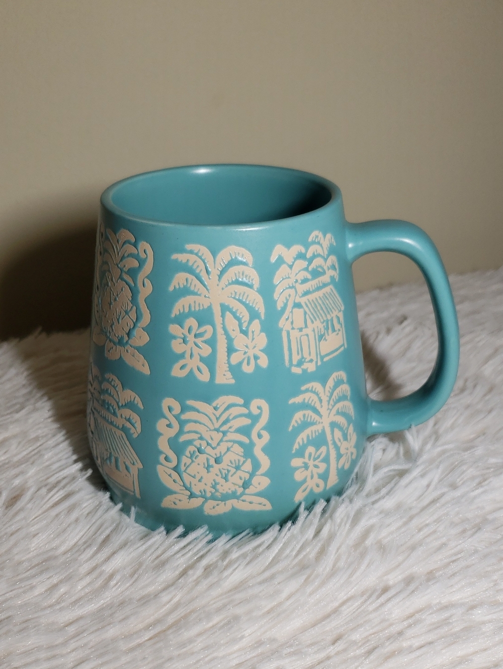 Mug Opalhouse Turquoise Ceramic Mug with Cream Tropical Pineapple Motif